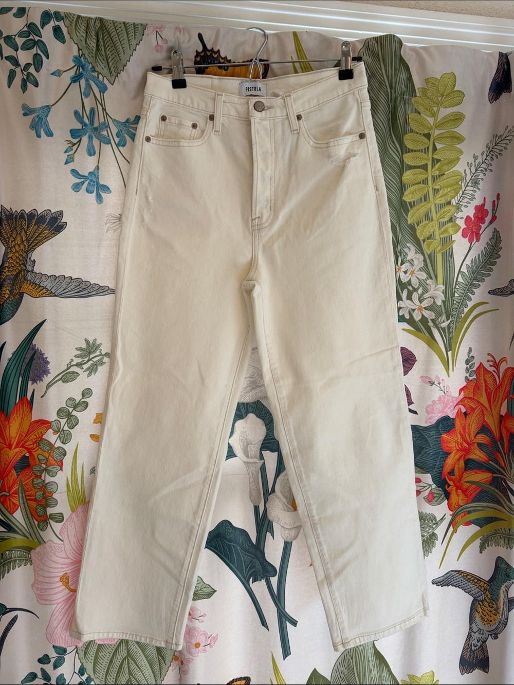 Pistola - Cream High-Rise Cropped Jeans